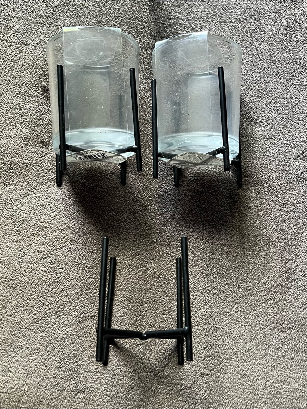 Black Base Glass Candle Holders with Metal Stands - Home Accents